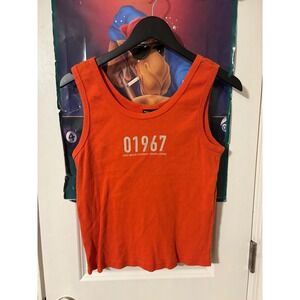 Vintage Polo Jeans Co Ralph Lauren Orange Ribbed Tank Top 01967 USA Made Large